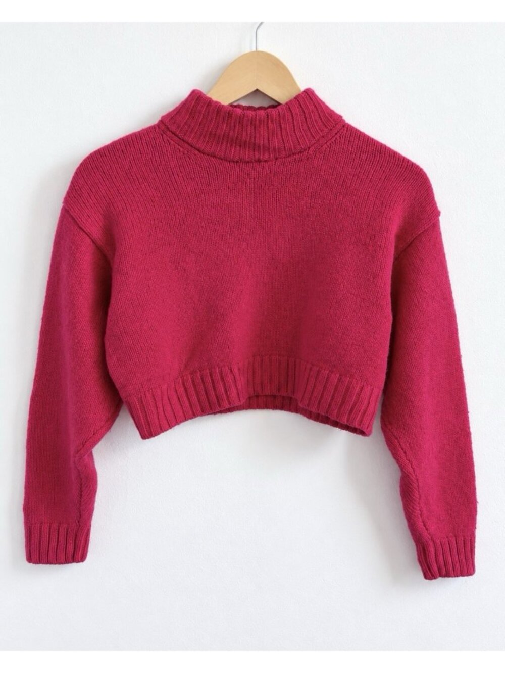 Aritzia Wilfred Free Harper Merino Wool Cropped Turtleneck Sweater Pink S